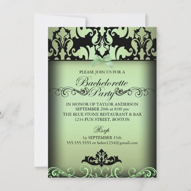 Invitation élégant vert de partie de Bachelorette (Devant)