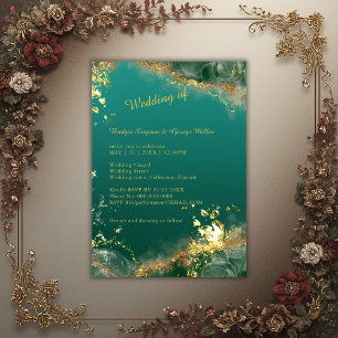 Invitation élégant vert émeraude agate mariage indien