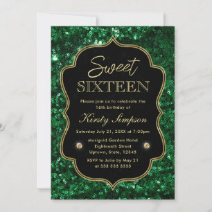 Invitation Elégant Vert Faux Parties scintillant & Gold Winte