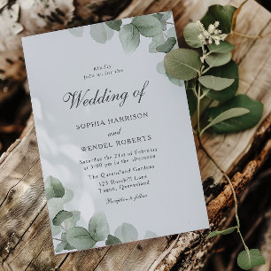 Invitation Elégant Vert Feuille Aquarelle Mariage moderne