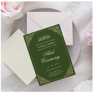 Invitation Élégant Vert Nikah Mariage musulman islamique