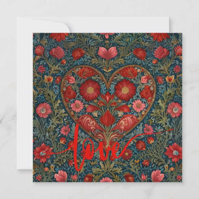 Invitation Elegant Victorian Valentines Day heart design (Devant)
