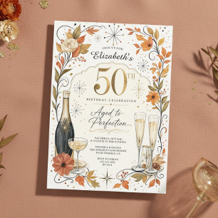 Invitation Élégant Vieilli à la Perfection 50e Anniversaire