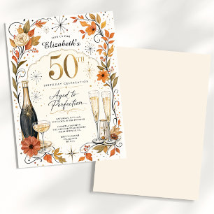 Invitation Élégant Vieilli à la Perfection 50e Anniversaire