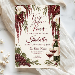 Invitation Élégant vigne blanc et burgundy avant le vœu de ma