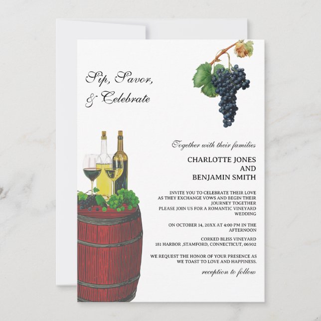 Invitation Élégant vignoble Mariage (Devant)