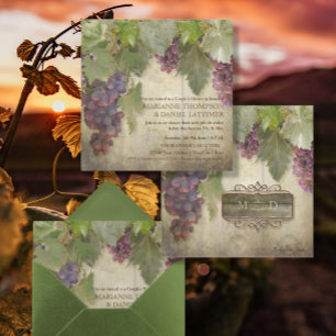 Invitation Élégant vignoble rustique Vignoble Automne Couples