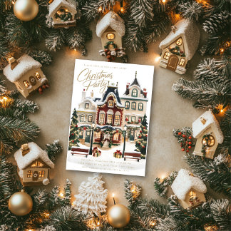 Invitation Elégant Village Classique Maisons Noël