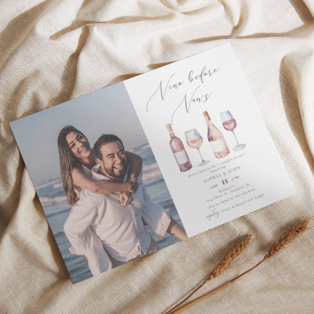 Invitation Elégant Vino aquarelle avant Vows Couples Douche (Créateur téléchargé)