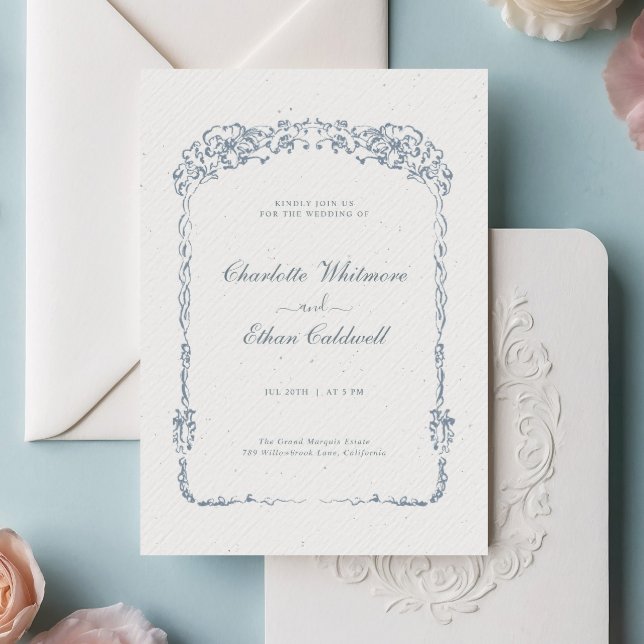 Invitation Élégant Vintage baroque Mariage de cadre floral (Créateur téléchargé)