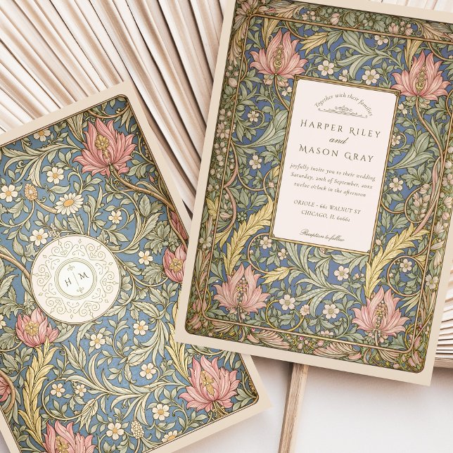 Invitation Élégant Vintage Botanique William Morris Mariage (Créateur téléchargé)