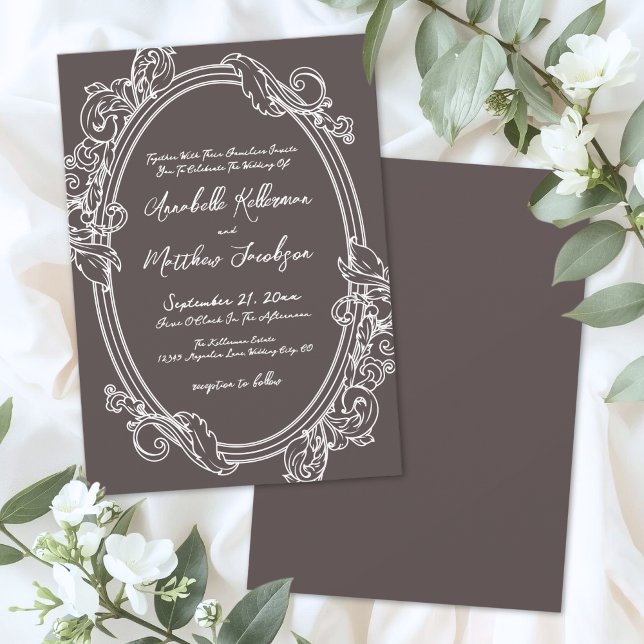 Invitation Elegant Vintage Brown Wedding (Elegant Vintage Brown Wedding Invitation )
