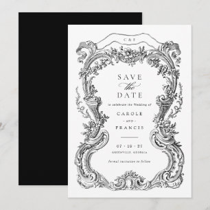 Invitation Elégant Vintage cadre en toile florale Enregistrer