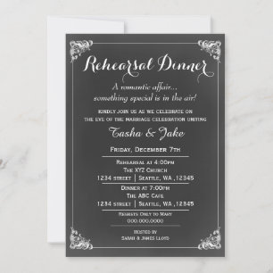 Invitation Élégant Vintage Chalk Rustic Rehearsal Dîner
