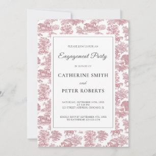 Invitation Elégant Vintage Chic Cheval Rose Toile