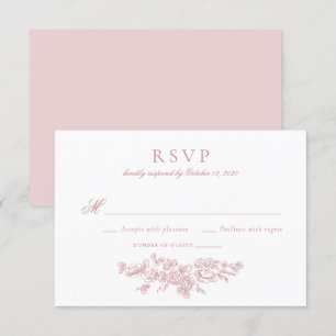 Invitation Elégant Vintage Floral Français Blush Wedding RSVP