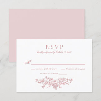 Invitation Elégant Vintage Floral Français Blush Wedding RSVP