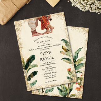Invitation Elegant Vintage Floral Indian Hindu Wedding