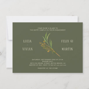 Invitation Élégant Vintage foncé vert rustique