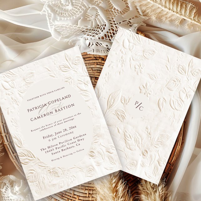 Invitation Elegant Vintage French Victorian Ivory Floral (Créateur téléchargé)