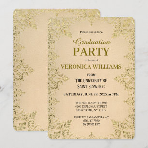 Invitation Élégant Vintage Gold 2025 Graduation Party
