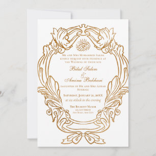 Invitation Elégant Vintage Gold Frame 2 Mariage islamique