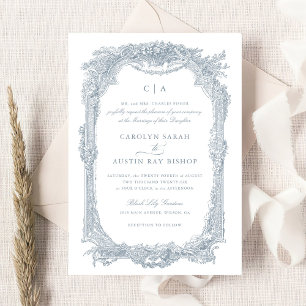 Invitation Elégant Vintage Ornament cadre Mariage