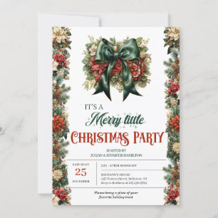 Invitation Élégant vintage rétro classique ruban vert