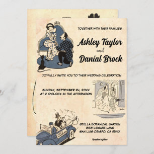 Invitation Élégant Vintage rétro élégant vieux Mariage rustiq