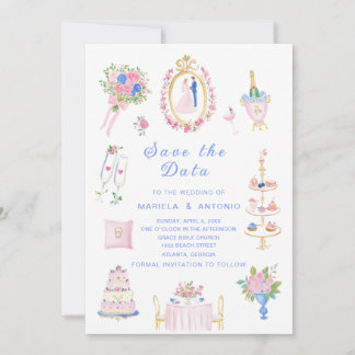Invitation Elegant Vintage save the data Watercolor Wedding F
