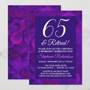 Invitation Élégant Violet 65 et Fête de départ à la retraite 