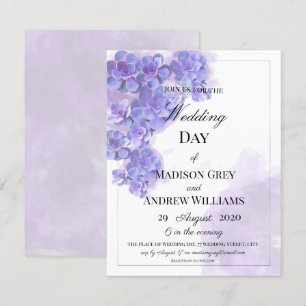 Invitation Elégant violet Aquarelle Succulent Mariage