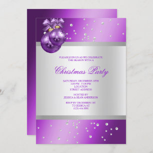 Invitation Elégant violet Baubles & Perles Noël