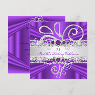 Invitation Elégant violet diamants d'argent Pearl Anniversair