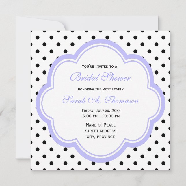 Invitation Élégant violet et classique B&W pois marié (Devant)