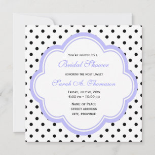 Invitation Élégant violet et classique B&W pois marié