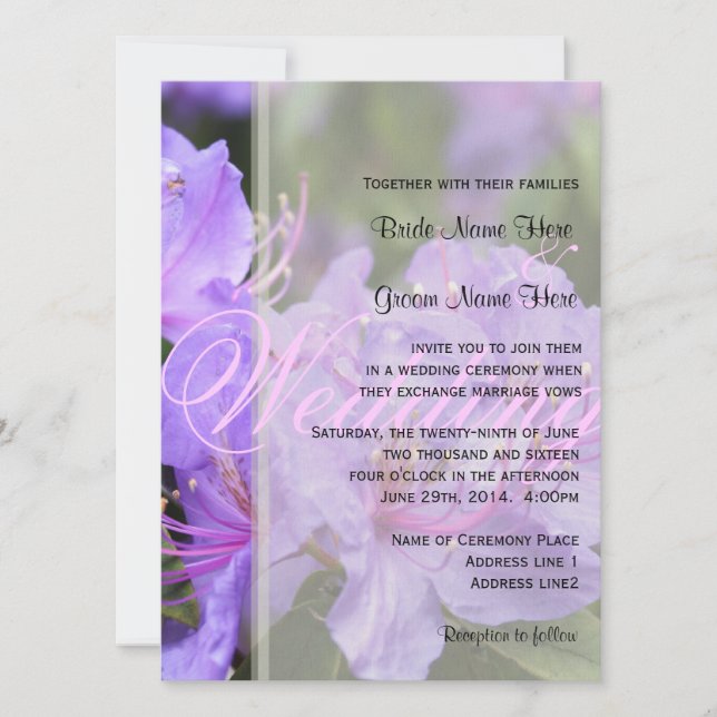 Invitation Élégant violet fleuri printemps/été mariage (Devant)