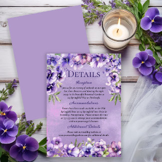 Invitation Elegant Violet Floral Wedding Details