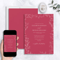 Élégant Vivid moderne Magenta minimal Mariage feui