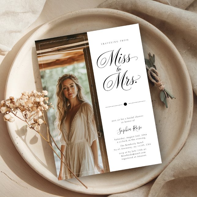 Invitation Élégant voyage de Mlle à Mme Fête des mariées (Créateur téléchargé)