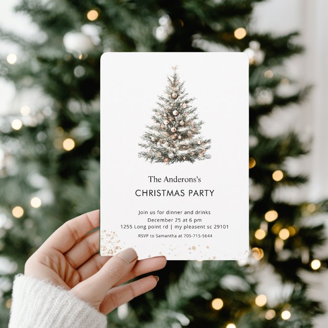 Invitation Elegant Watercolor Christmas Tree Party (Créateur téléchargé)
