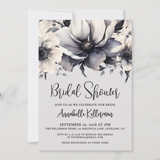 Invitation Elegant Watercolor Floral Bridal Shower (Devant)