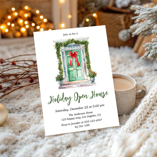 Invitation Elegant Watercolor Holiday Open House Christmas (Créateur téléchargé)