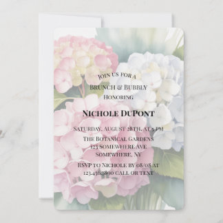 Invitation Elegant Watercolor Hydrangea Brunch and Bubbly