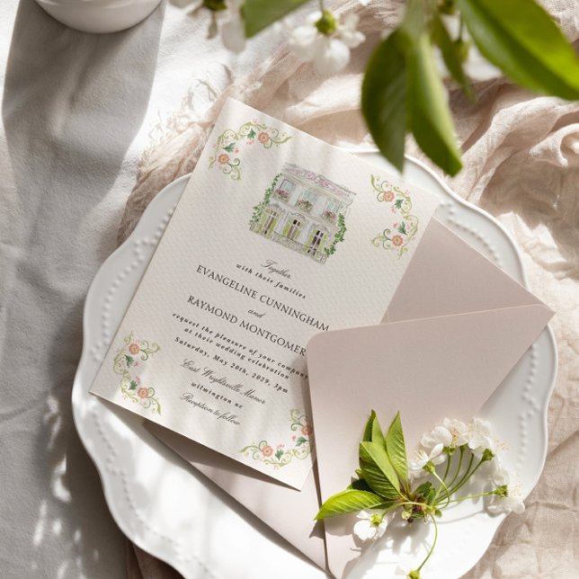 Invitation Elegant Watercolor Manor Rococo Wedding (Créateur téléchargé)