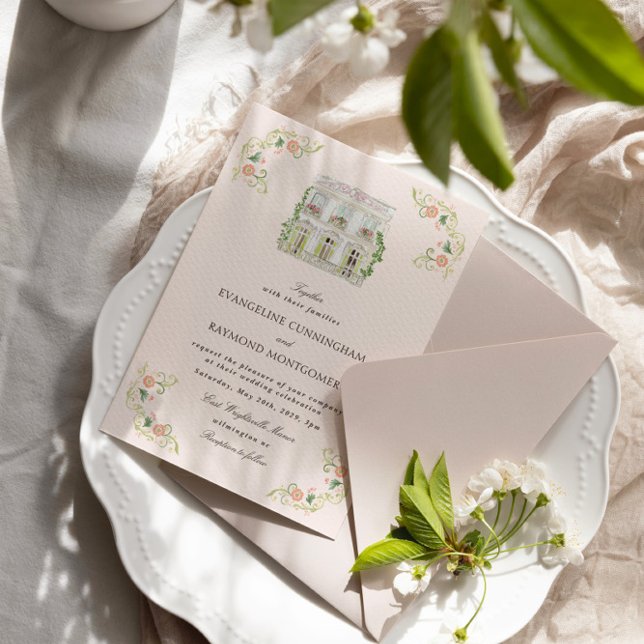 Invitation Elegant Watercolor Manor Rococo Wedding (Créateur téléchargé)