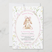 Elegant Watercolor One 1st Birthday some bunny Gi
