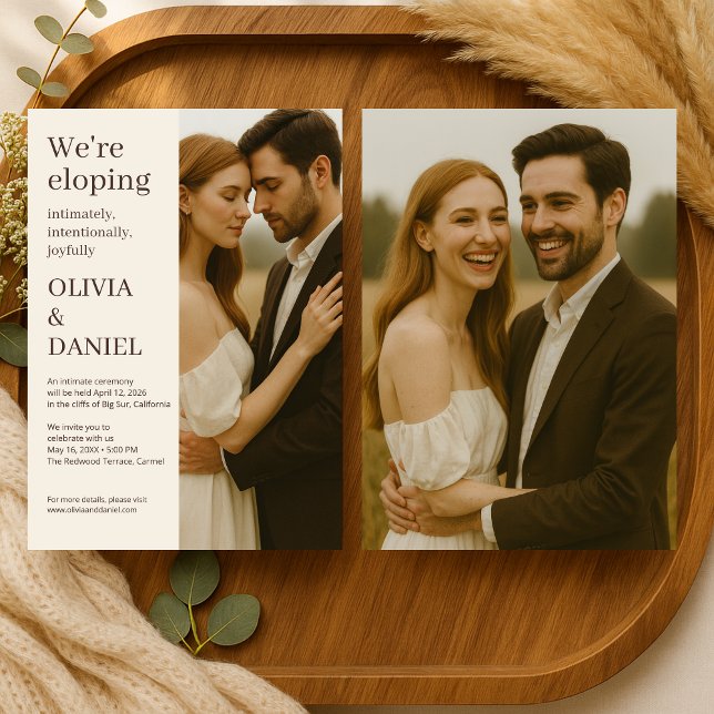 Invitation Elegant Wedding Elopement Minimalist Photo  (Créateur téléchargé)