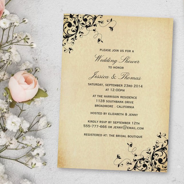 Invitation Élégant Wedding shower d'antiquités (Créateur téléchargé)