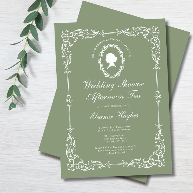 Invitation Élégant Wedding shower de thé Regency après-midi (Créateur téléchargé)